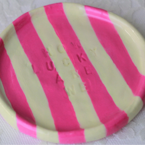 "How Lucky Are We" Striped Trinket Dish