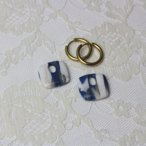 Porcelain Blue Square Hoop Charm